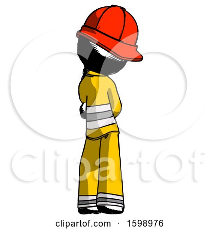 Ink Firefighter Fireman Man Thinking, Wondering, or Pondering Rear View by Leo Blanchette