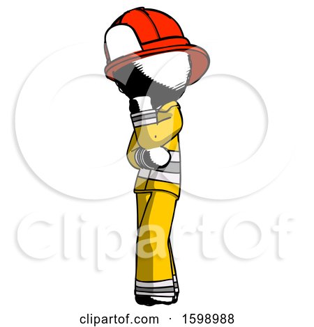 Ink Firefighter Fireman Man Thinking, Wondering, or Pondering by Leo Blanchette