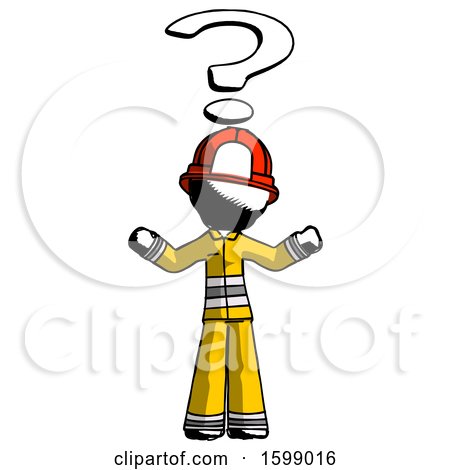 Ink Firefighter Fireman Man with Question Mark Above Head, Confused by Leo Blanchette