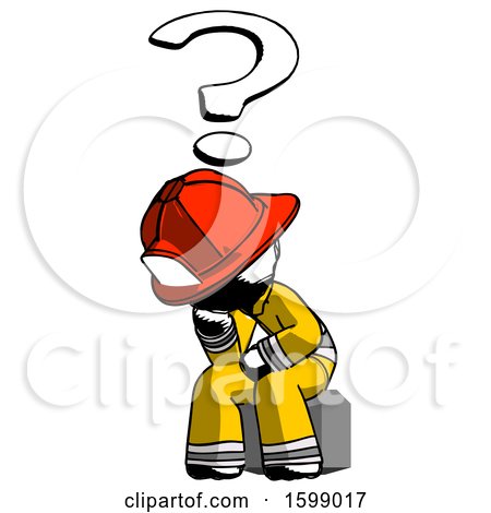Ink Firefighter Fireman Man Thinker Question Mark Concept by Leo Blanchette