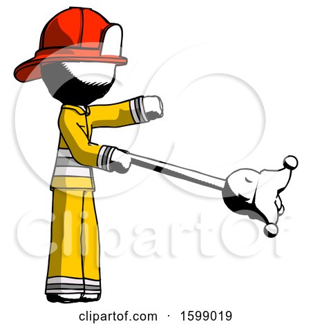 Ink Firefighter Fireman Man Holding Jesterstaff - I Dub Thee Foolish Concept by Leo Blanchette