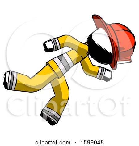 Ink Firefighter Fireman Man Running While Falling down by Leo Blanchette