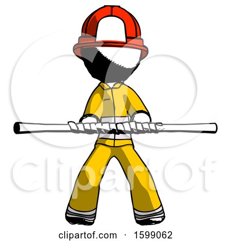 Ink Firefighter Fireman Man Bo Staff Kung Fu Defense Pose by Leo Blanchette