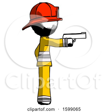 Ink Firefighter Fireman Man Firing a Handgun by Leo Blanchette