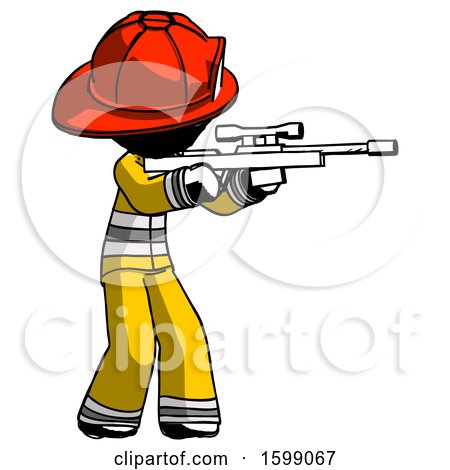 Ink Firefighter Fireman Man Shooting Sniper Rifle by Leo Blanchette