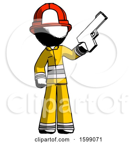 Ink Firefighter Fireman Man Holding Handgun by Leo Blanchette