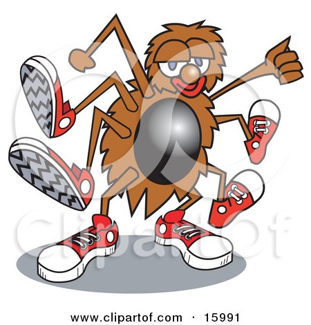 Cool Spider Wearing Sneakers, Dancing Clipart Illustration by Andy Nortnik