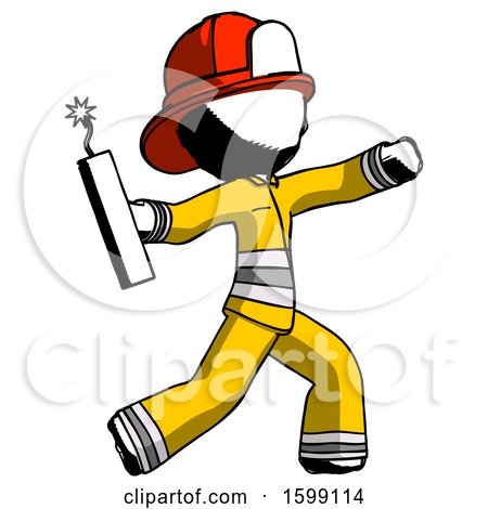 Ink Firefighter Fireman Man Throwing Dynamite by Leo Blanchette