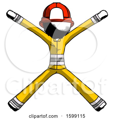 Ink Firefighter Fireman Man with Arms and Legs Stretched out by Leo Blanchette