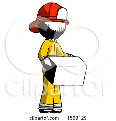 Ink Firefighter Fireman Man Holding Package to Send or Recieve in Mail by Leo Blanchette