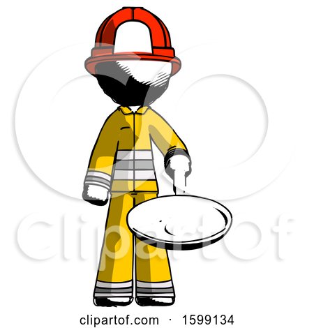 Ink Firefighter Fireman Man Frying Egg in Pan or Wok by Leo Blanchette