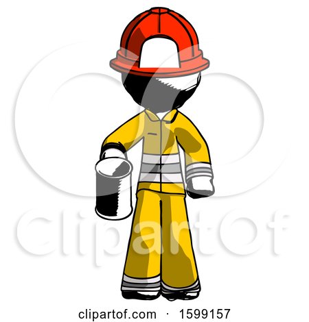 Ink Firefighter Fireman Man Begger Holding Can Begging or Asking for Charity by Leo Blanchette