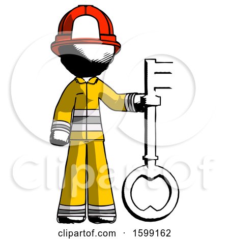 Ink Firefighter Fireman Man Holding Key Made of Gold by Leo Blanchette