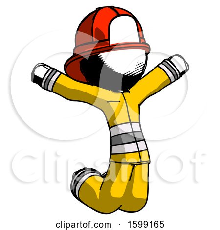 Ink Firefighter Fireman Man Jumping or Kneeling with Gladness by Leo Blanchette