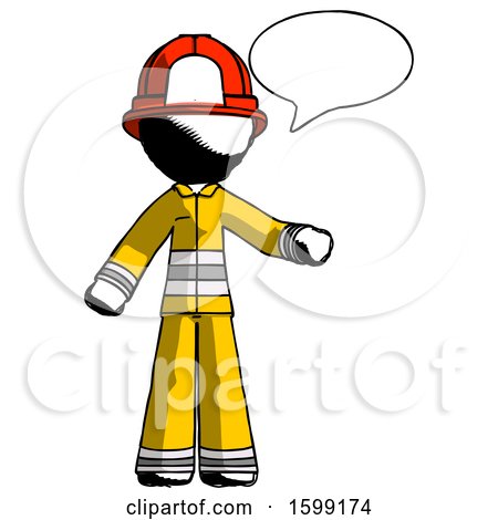 Ink Firefighter Fireman Man with Word Bubble Talking Chat Icon by Leo Blanchette