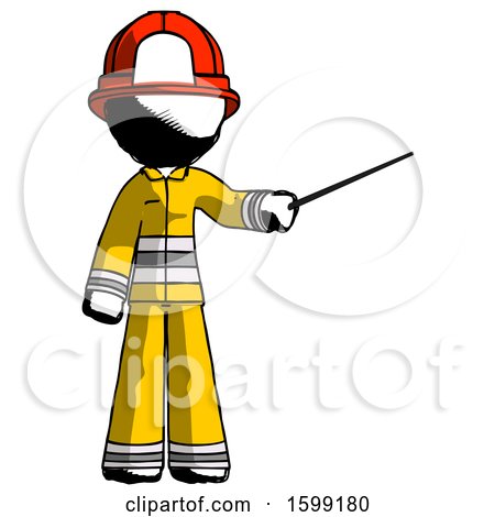 Ink Firefighter Fireman Man Teacher or Conductor with Stick or Baton Directing by Leo Blanchette