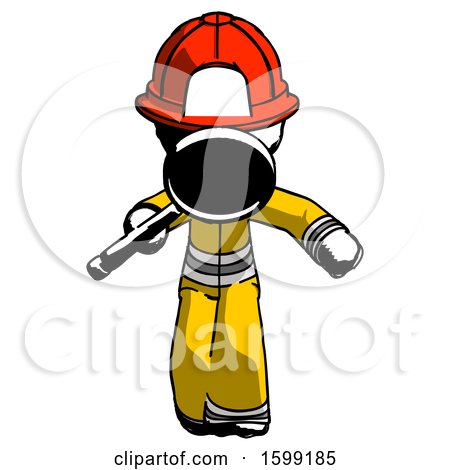 Ink Firefighter Fireman Man Looking down Through Magnifying Glass by Leo Blanchette