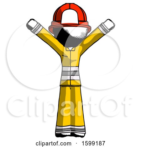 Ink Firefighter Fireman Man with Arms out Joyfully by Leo Blanchette