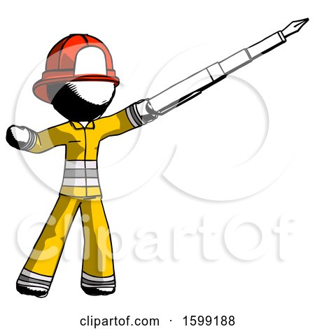 Ink Firefighter Fireman Man Pen Is Mightier Than the Sword Calligraphy Pose by Leo Blanchette