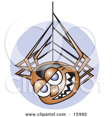 Happy Spider Hanging Down From A Web Clipart Illustration by Andy Nortnik