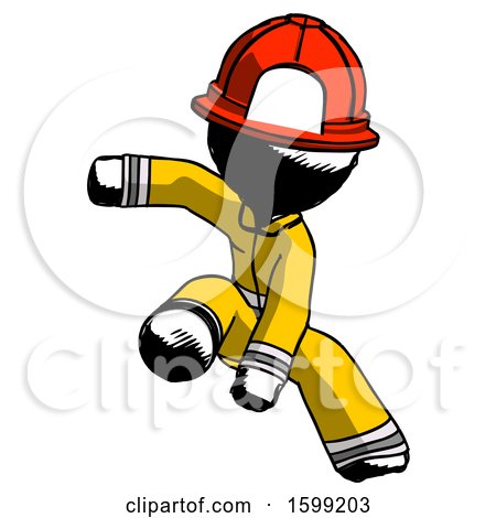 Ink Firefighter Fireman Man Action Hero Jump Pose by Leo Blanchette