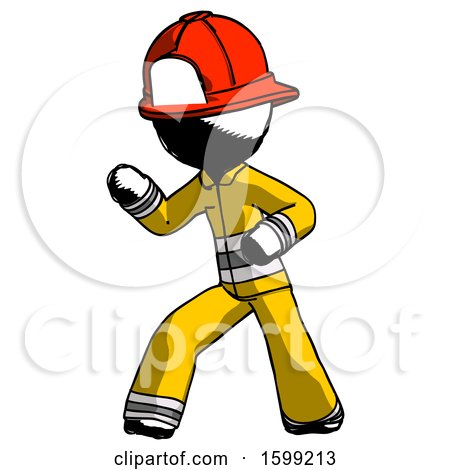Ink Firefighter Fireman Man Martial Arts Defense Pose Left by Leo Blanchette