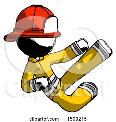 Ink Firefighter Fireman Man Flying Ninja Kick Right by Leo Blanchette