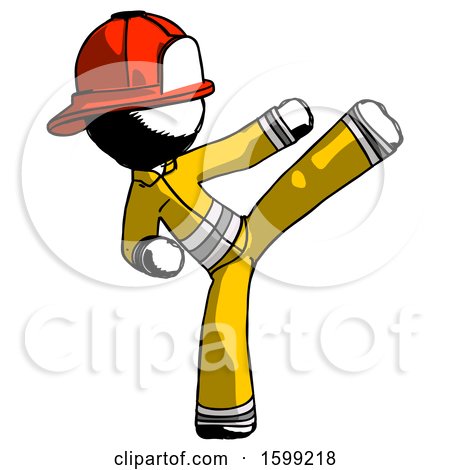 Ink Firefighter Fireman Man Ninja Kick Right by Leo Blanchette