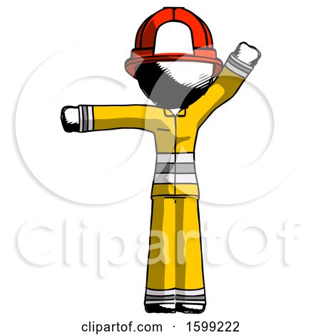 Ink Firefighter Fireman Man Directing Traffic Left by Leo Blanchette