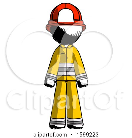 Ink Firefighter Fireman Man Standing Facing Forward by Leo Blanchette
