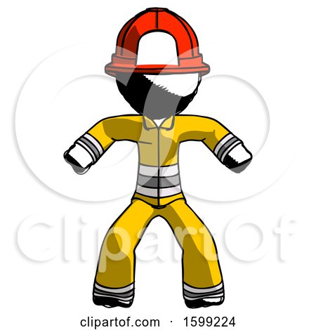 Ink Firefighter Fireman Male Sumo Wrestling Power Pose by Leo Blanchette