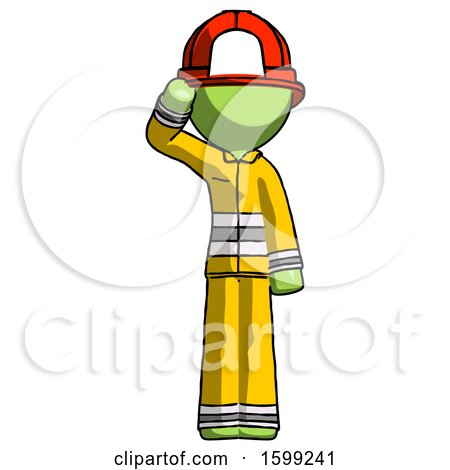 Green Firefighter Fireman Man Soldier Salute Pose by Leo Blanchette