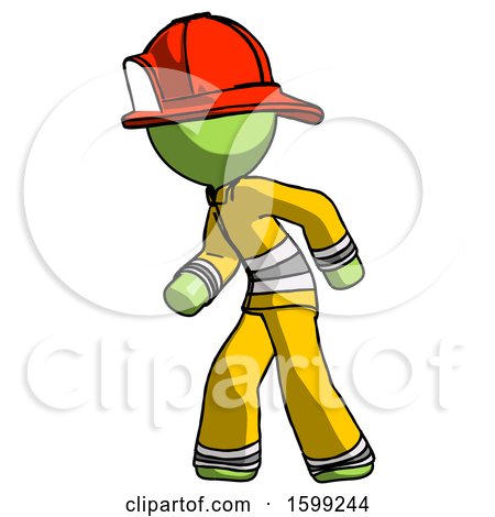Green Firefighter Fireman Man Suspense Action Pose Facing Left by Leo Blanchette