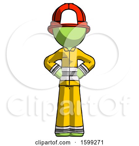Green Firefighter Fireman Man Hands on Hips by Leo Blanchette