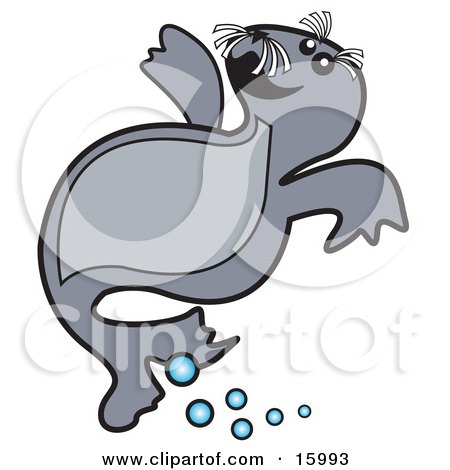 Cute Little Seal Pup Swimming In Water Clipart Illustration by Andy Nortnik