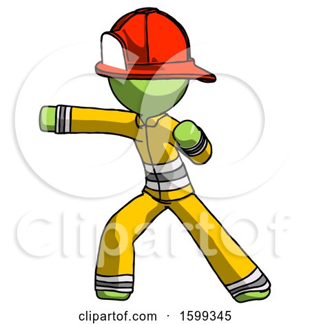 Green Firefighter Fireman Man Martial Arts Punch Left by Leo Blanchette