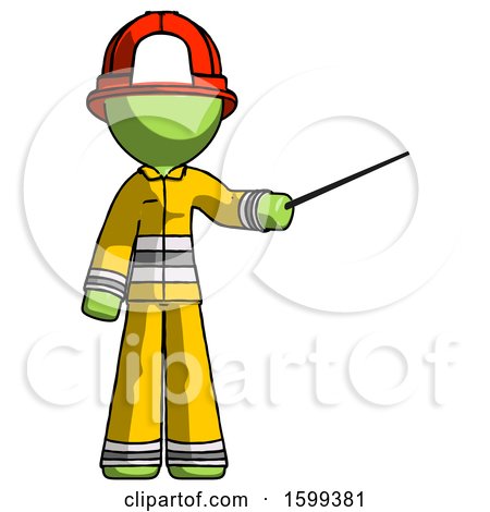 Green Firefighter Fireman Man Teacher or Conductor with Stick or Baton Directing by Leo Blanchette