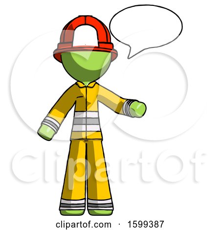 Green Firefighter Fireman Man with Word Bubble Talking Chat Icon by Leo Blanchette