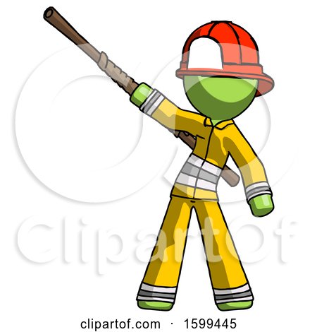 Green Firefighter Fireman Man Bo Staff Pointing up Pose by Leo Blanchette