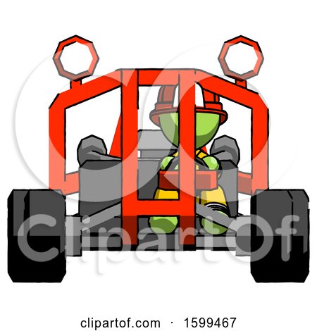 Green Firefighter Fireman Man Riding Sports Buggy Front View by Leo Blanchette