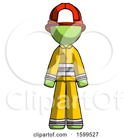 Green Firefighter Fireman Man Standing Facing Forward by Leo Blanchette
