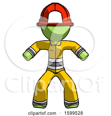 Green Firefighter Fireman Male Sumo Wrestling Power Pose by Leo Blanchette