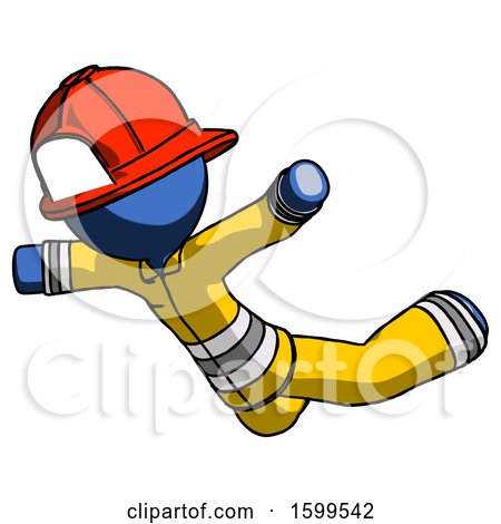 Blue Firefighter Fireman Man Skydiving or Falling to Death by Leo Blanchette