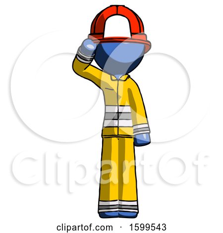 Blue Firefighter Fireman Man Soldier Salute Pose by Leo Blanchette