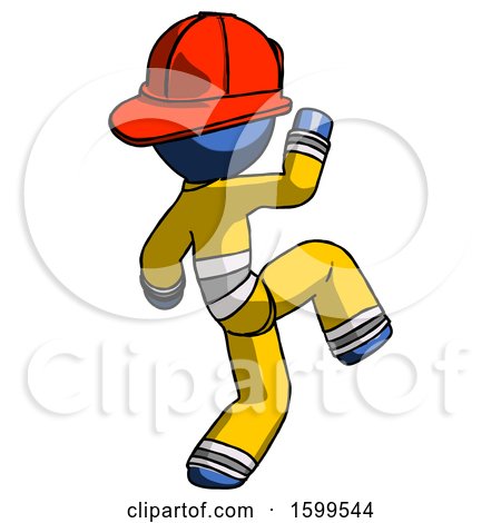 Blue Firefighter Fireman Man Kick Pose Start by Leo Blanchette