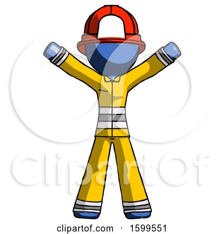 Blue Firefighter Fireman Man Surprise Pose, Arms and Legs out by Leo Blanchette