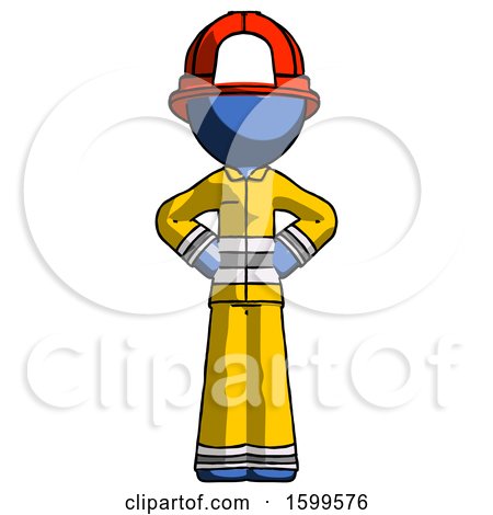 Blue Firefighter Fireman Man Hands on Hips by Leo Blanchette