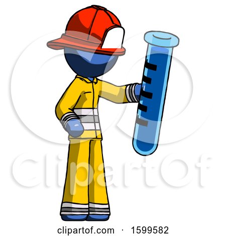 Blue Firefighter Fireman Man Holding Large Test Tube by Leo Blanchette