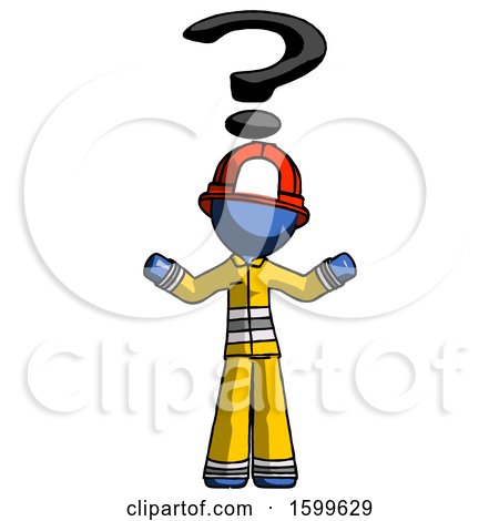 Blue Firefighter Fireman Man with Question Mark Above Head, Confused by Leo Blanchette