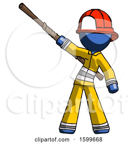 Blue Firefighter Fireman Man Bo Staff Pointing up Pose by Leo Blanchette